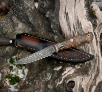 Нож Ладья из мозаичной дамасской стали  купить на  сайте koval-knife.shop